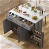 Huayz isola da cucina con piano ribaltabile, carrello da cucina su 5 ruote, con ripiano e 2 cassetti, per sala da pranzo 129×71×91,5cm (Grigio)