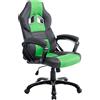 CLP Poltrona Gaming Ufficio Pedro XL I Sedia Racing Imbottita In Similpelle I Poltrona Sport Reclinabile Colore nero/verde
