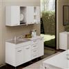 Linea Azzurra Cucina Completa Componibile in Legno Made in Italy con 1x Sottolavello, 1x Lavello con Vasca a Destra, 1x Miscelatore, 1x Cassettiera, 1x Base, 1x Colapiatto e 1x Pensile (Bianco)