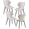 JZGORC Set di 4 Sedie da Pranzo in Stile Nordico, Sedie da Cucina in Lino, Gambe in Metallo, Adatte per Soggiorno, Sala da Pranzo e Camera da Letto - Beige