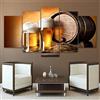 baqianli 5 Dipinti Stampa Birra，HD Stampati Tela 5 Dipinti d'Arte per Ufficio Soggiorno Albergo Ristorante Moderno 200Cmx100Cm(Senza Cornice)