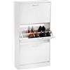 BAKAJI Scarpiera Salvaspazio Slim Portascarpe in Legno MDF Finitura Melammina con 3 Ante Porta Scarpe a Ribalta e Doppia Profondita' Dimensioni 63 x 24 x 120 cm Colore Bianco