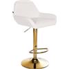 CLP Sgabello da bar Braga in ecopelle con struttura in oro I regolabile in altezza e girevole a 360 I sgabello da bar moderno con poggiapiedi Colore:bianco