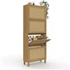 IDMarket - HANAE Scarpiera vintage da 24 pezzi con 4 ante in canna effetto naturale