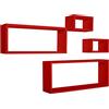 MODULARREDO | MERLINO Set 4 Mensole da Muro, Pensile Bagno, Rosso - Made in Italy