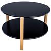 POSNORD Tavolino Salotto Moderno Rotondo Ø 75 cm, Tavolino da Caffè con Ripiano, Gambe in Legno di Faggio, Tavolo Design Scandinavo per Soggiorno e Ufficio, Coffee Table Nero
