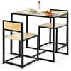 RELAX4LIFE Set 3 Pezzi con Tavolo e 2 Sedie in Legno Robusto e Ferro, Set di Tavolo con 2 Sedie a Scomparsa in Stile Industriale, Ideale per Sala da Pranzo, Cucina e Balcone (Naturale)