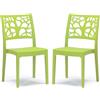 REDÒKASA Set 2 sedie in polipropilene TETI, MADE IN ITALY, impilabile, idrorepellente, resistenza raggi UV, design moderno albero della vita per sala da pranzo, cucina, bar, ristoranti, esterno (Verde lime, 2)