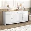 Ymkua Mobile Contenitore Credenza, Credenza Cucina Moderna, Commode per Soggiorno e Sala da Pranzo, Mobile Dispensa Cucina Buffet con 4 Ante e 3 Cassetti, Armadietto a Buffet, 160x37x75 cm Bianco