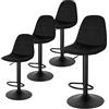 Lestarain Set di 4 Sgabelli da Bare Cucina, Sgabelli Alti con Schienale in Velluto, Sedie da Bar con Poggiapiedi, Sedile Altezza Regolabile 60-81 cm, Girevole a 360°,in Metallo, Nero, LBAI64003-4