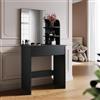 SONNI Toeletta Trucco con Cassetti per Camera da Letto, Toletta di Piccole Dimensioni Utilizzabile Come Scrivania, Toeletta Trucco Bambina 70x40x140cm, Nero