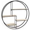 ceq mensola bacheca in metallo nero forma tonda con 4 ripiani in legno shabby chic 80 * 13 cm 763601