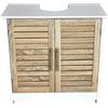 BM 4007 Mobiletto Sottolavabo/Armadietto Sottolavabo, W60xD30xH60cm, MDF, Colore Bianco/Legno Grano, Completo di Due Ante e Un Ripiano