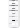 FOREHILL 124,5 cm Cassettiera alta Bianca,Cassettiera a 9 cassetti,Comò con Cassetti Comodino in Legno,Mobiletto Autoportante per Soggiorno, Camera da Letto, Corridoio, Cucina 40 x 45 x 124cm(Bianco)
