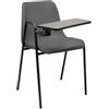 SEDIAOFFICE - Sedie Ufficio Senza Ruote con Bracciolo e Tavoletta, Sedia Scrivania per Studio, Sala Riunioni e Conferenze, Comoda Sedia Ufficio Economica in Plastica (Antracite)