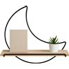 cecaro group - Mensola da parete a forma di luna - metallo e legno naturale 26x10,5x25,5h cm