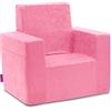 Badum - Poltrona per Bambini da 2 Anni - Poltrona per Bambini - Stabile, Comoda, in Schiuma, con Maniglia - Rivestimento Sfoderabile - Regalo di Compleanno per Bambina, Bambino - Rosa Chiaro