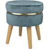 VEA SRL Sgabello poggiapiedi Sunshine BLU 35x41,5 cm, Pouf per postazione trucco camera ragazza, Pouf camera make up, Pouf letto Vanity (TIA 59746)