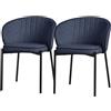 ML DESIGN modern living ML-Design Set 2x Poltrone da Pranzo Blu Scuro, con Rivestimento in Tessuto, Design Moderno, Mobili con Schienale e Gambe in Metallo, Sedie Ergonomiche per Cucina, Poltroncine Imbottite per Soggiorno