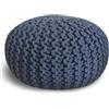 Casamia Pouf Ø 55 Sgabello/pouf a maglia, 45 cm, per interni, diametro 55 cm, colore blu scuro