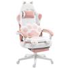 Dowinx Sedia da gioco ergonomica con poggiapiedi, sedia da gioco e sedia da gioco in PC, con tessuto, ergonomica, per gaming, per adulti, colore rosa bianco