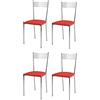 t m c s Tommychairs - Set 4 sedie modello Elegance per cucina bar e sala da pranzo, struttura in acciaio cromato e seduta in finta pelle colore rosso