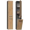 BDW - Armadio da bagno scorrevole - Armadio da bagno alto con cesto portabiancheria 174 x 31 x 30 cm - Lato di apertura della porta selezionabile - Antracite/Rovere Artigianale