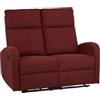 Totò Piccinni Divano Relax 2 POSTI EUREKA, Reclinabile Manuale con Maniglia Laterale, Imbottitura Ergonomica, Struttura in Legno (Tessuto Bordeaux New)