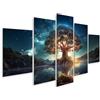 islandburner Yggdrasil - Quadro su tela con albero della vita luminoso, colorato, sacro, mitologia nordica