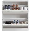 FineBuy Scarpiera a Ribalta Kiel 75x24x87 cm Bianca, 2 Ribalte 20 Paia | stretto scarpiera in MDF, scarpiera per stretta ingressi, scaffale portascarpe salvaspazio, ripiano portascarpe corridoio