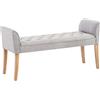 CLP Chaise Longue Cleopatra in Tessuto Chesterfield Imbottita I Panca Fondo Letto Panchina Interno Gambe in Legno 130x40 CM, H 65 CM, Colore:Grigio Chiaro, Colore del Telaio:Antico Chiaro