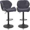BAKAJI Set 2 Sgabelli Alti da Bar con Seduta e Schienale Ergonomico in Velluto, Sgabello con Altezza Regolabile da 83-104 cm, Base in Metallo e Poggiapiedi, Design Moderno, Colore Grigio Scuro
