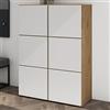 Mai & Mai Scarpiera da Ingresso 90x36x120cm,Marrone chiaro+Bianco opaco | Scarpiera Portascarpe Armadio Scaffale 6 Ante + 12 Scomparti per Ingresso Soggiorno, Camera da Letto, Schuhschrank02
