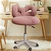 gihusrzx Swive Vanity - Sedia ergonomica da scrivania, comoda, con rivestimento in peluche, con fiocco, girevole, altezza regolabile, per donne, casa, camera da letto, ufficio, rosa