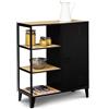 IDMarket - Credenza a 3 ripiani con armadietto in metallo nero e piano in legno 70 cm ESTER industrial design