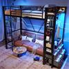 Huayz Letto a soppalco in metallo, 90 x 200 cm, con striscia LED, funzione di ricarica USB, letto singolo, telaio in ferro e cassetti, per bambini e ragazzi, letto a castello, senza materasso