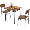 RELAX4LIFE Set Tavolo e Sedie da Pranzo in Stile Industriale, Tavolo Quadrato con Ripiano a Griglia e Sedia con Schienale e Seduta Curvi, Set di Mobili con Struttura in Metallo per la Casa