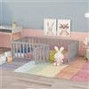LIJBDDM Letto per bambini, struttura letto in legno con recinzione e porta (Grey + Solid Wood, 90cm*200cm)