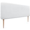 DHOME Testiera Imbottita Liscia Arrotondata in Lino Naturale con Gambe per Parete Acustica Testate Letto Fonoassorbenti Camera da Letto (Bianco, 160cm)