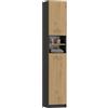 BDW - Armadio alto Marbela - Mobile da bagno alto 180 x 32 x 30 cm - Con ante e ripiano aperto, lato apertura della porta a scelta (antracite/rovere Artisan)
