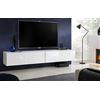 Komodee, Mobile da Banco TV Loreto, Bianco/Bianco Larghezza 200 cm x Altezza 30 cm x Profondità 41,5 cm, Stile Moderno/Minimalista, Per Soggiorno, Camera Da Letto