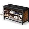 BAKAJI Panca Scarpiera con Seduta Imbottita ad Alta Densità Design Industrial, Porta Scarpe Salvaspazio da Ingresso, Soggiorno, Camera da Letto con Struttura Resistente, 80 x 30 x 51 cm