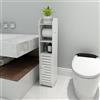 HUOLE Mobiletto Bagno Salvaspazio in Plastica 4 Altezze Porta Rotolo Carta Igienica da Terra | Organizer Bagno, Cucina, Dispensa, Lavanderia-15 * 17 * 76 cm-bianco