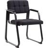 CLP Sedia con braccioli Canada B, sedia visitatore imbottita, struttura in metallo nero opaco, sedia da conferenza, sedia sala d attesa tessuto, Colore:nero