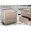 Giardicasa COMODINO 2 CASSETTI H44*43*40 ROVERE SBIANCATO Moderno Elegante