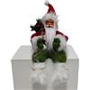 COSE DA CASA Babbo Natale Seduto da Appoggio 38 cm Decorazione Natalizia in Tessuto Rosso e Verde con Sacco Regali Porta i Doni ai Bambini Barba Occhiali, Cappello Dettagli Realistici
