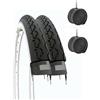Ecovelo' 2 Copertoni 24 x 1 3/8 (37-540) + Camere per City Bike Bambino Pneumatici Stradali Bianco Neri in Gomma Bicicletta Donna