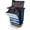 Scheppach Carrello da officina TW1000 con 4 ruote, con 263 accessori, serratura e mobile, 7 cassetti