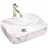 Rea - Lavabo Da Appoggio Demi Aiax Lucido Lavandino Bagno, 550 X 395 X 130 mm, Ceramica (Bianco, Imitazione Marmo)