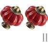 Zernmiarder Pomelli in Ceramica a Forma di Zucca Rosso Scuro 6 Pezzi - Pomelli per Armadio Vintage per Cassetti - Pomelli Antichi per Cassettiera con Viti per Cassetti, Armadio, Armadietto e Progetti